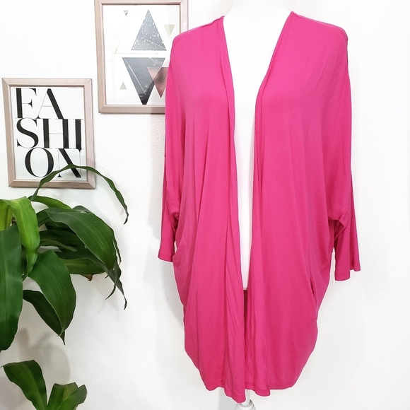 Lane Bryant Sweaters - Lane Bryant 18/20 Hot Pink Dolman Sleeve Cardigan